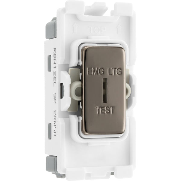 BG RBN12EL Nexus Black Nickel Grid 20AX Sc Key Switch 2W, Single Pole  "Emg Ltg Test"