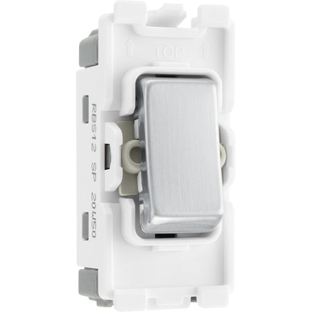 BG RBS12 Nexus Brushed Steel Grid 20AX Switch 2W, Single Pole