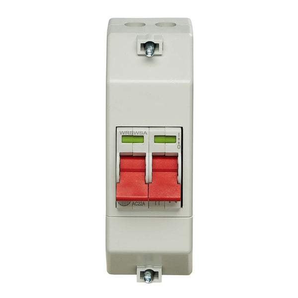 Wylex RECSW2S Enclosed, Slimline Insulated, 100A DP Twin Terminal Supply Isolator with Cross - Slotted Screw Heads