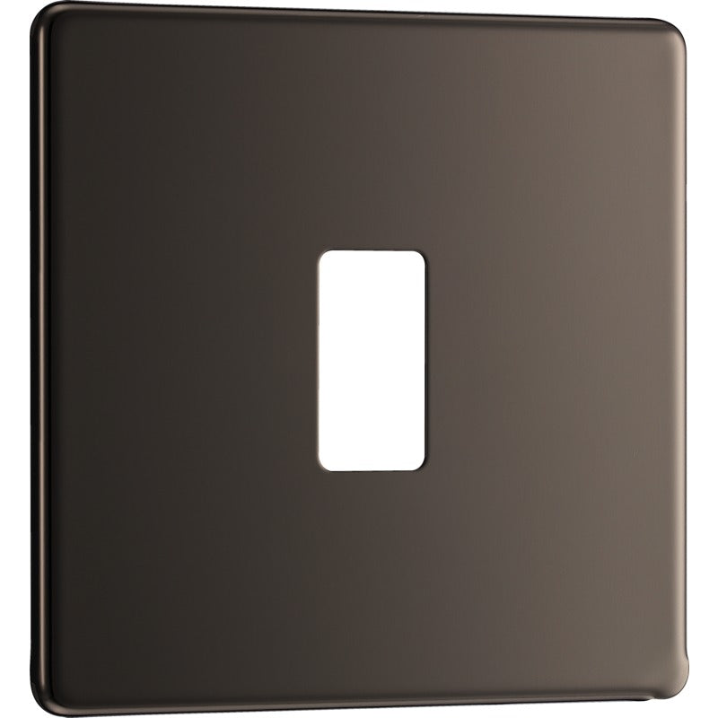 BG RFBN1 Nexus Black Nickel 1-Module Grid Front Plate - Screwless