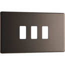 BG RFBN3 Nexus Black Nickel 3-Module Grid Front Plate - Screwless