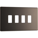 BG RFBN4 Nexus Black Nickel 4-Module Grid Front Plate - Screwless