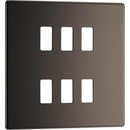 BG RFBN6 Nexus Black Nickel 6-Module Grid Front Plate - Screwless