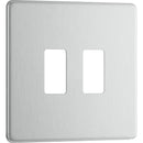 BG RFBS2 Nexus Brushed Steel 2-Module Grid Front Plate - Screwless