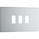 BG RFBS3 Nexus Brushed Steel 3-Module Grid Front Plate - Screwless