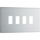 BG RFBS4 Nexus Brushed Steel 4-Module Grid Front Plate - Screwless