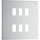 BG RFBS6 Nexus Brushed Steel 6-Module Grid Front Plate - Screwless