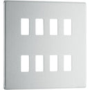 BG RFBS8 Nexus Brushed Steel 8-Module Grid Front Plate - Screwless