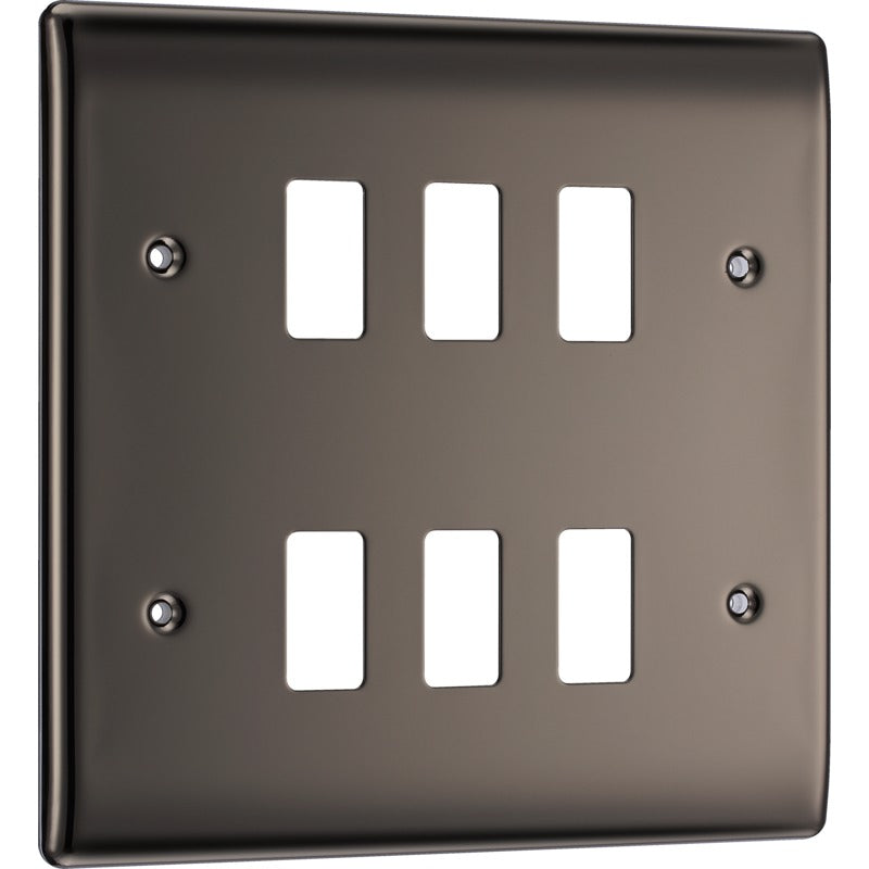 BG RNBN6 Nexus Black Nickel 6-Module Front Plate