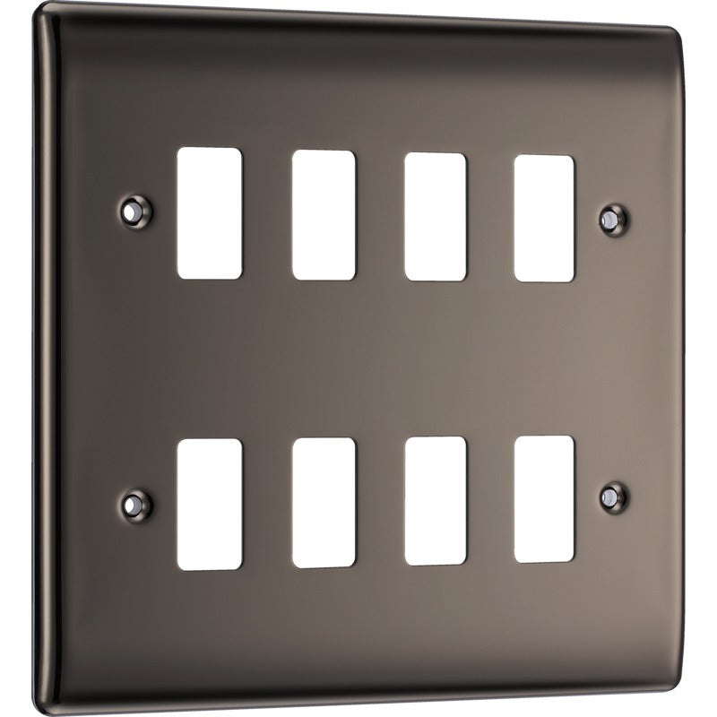 BG RNBN8 Nexus Black Nickel 8-Module Front Plate