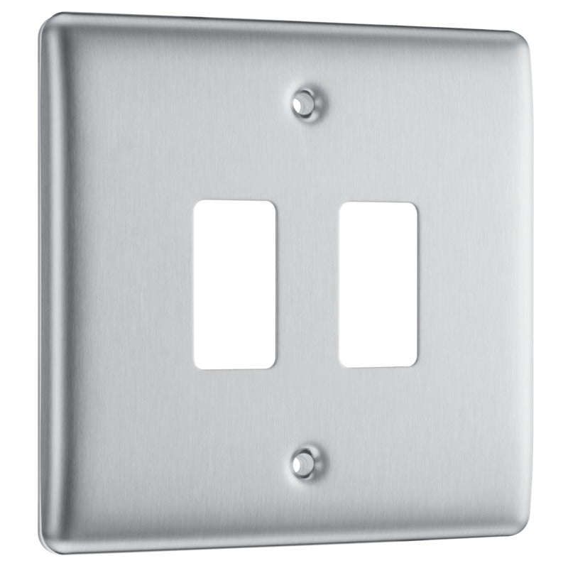 BG RNBS2 Nexus Brushed Steel 2-Module Front Plate