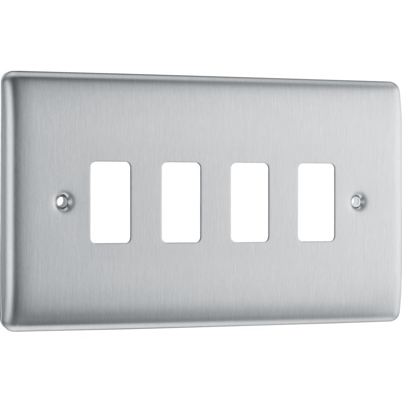 BG RNBS4 Nexus Brushed Steel 4-Module Front Plate