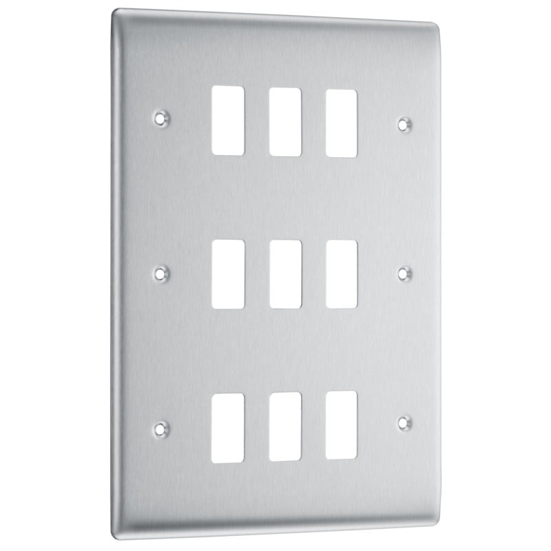 BG RNBS9 Nexus Brushed Steel 9-Module Front Plate