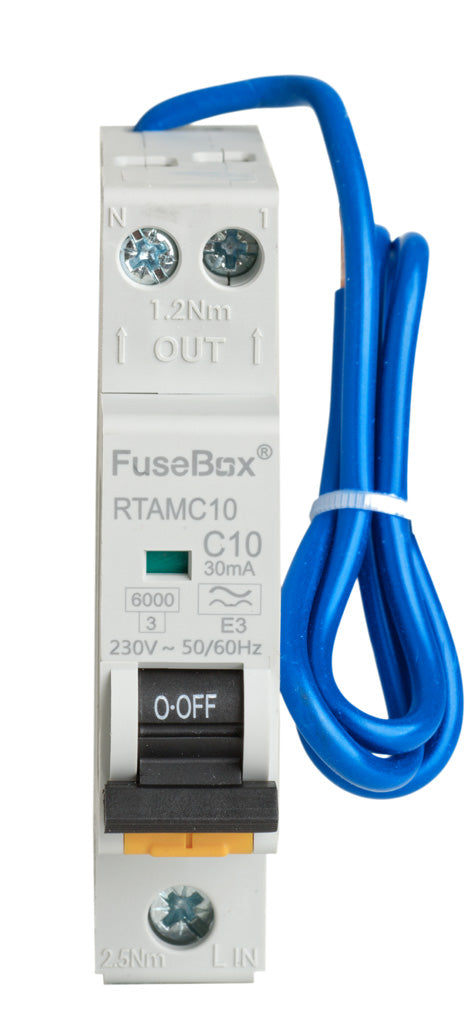 Fusebox RTAMC10 10A Mini-RCBO 6kA 2 pole (C Curve) Type A