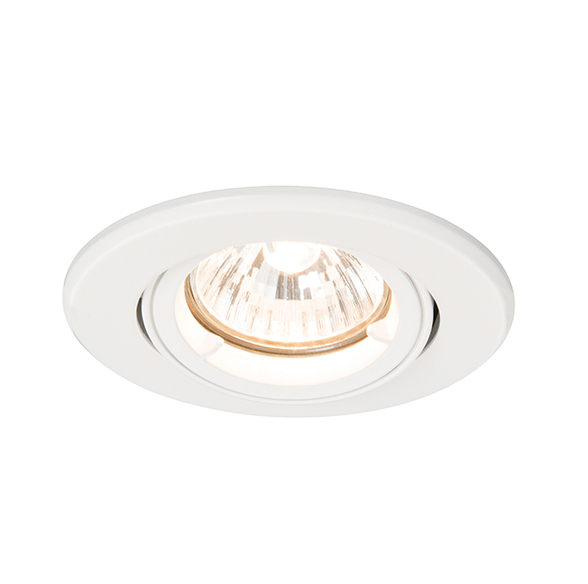 Saxby 61060 ShieldPLUS Tilt, Fire Rated, Dimmable GU10 Downlight – Fully Adjustable Matt White