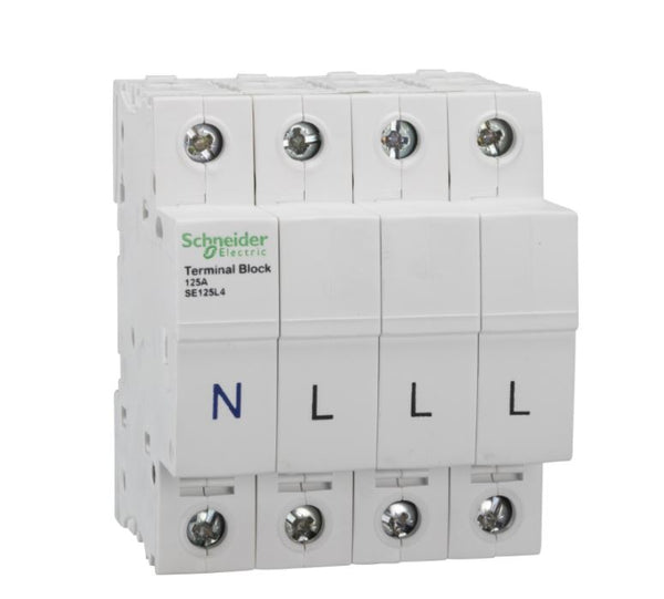Schneider Electric SE125L4 125A 4-Pole Terminal Block for 3-Phase LoadCentre KQ Distribution Board