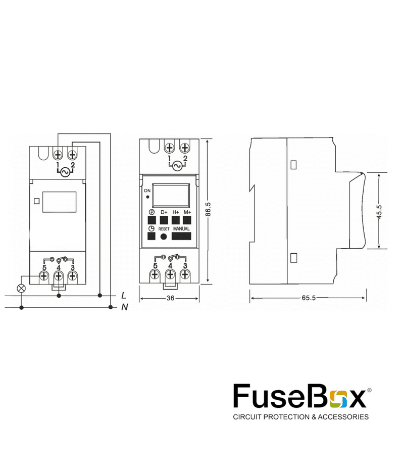 Fusebox TD1 Digital Time Clock 7 Day 1CH 150HR Reserve