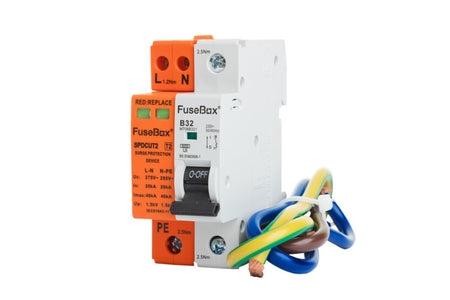 Fusebox SPDCUKITT2 T2 Surge Protection Device (18mm) With 32a MCB And Cables
