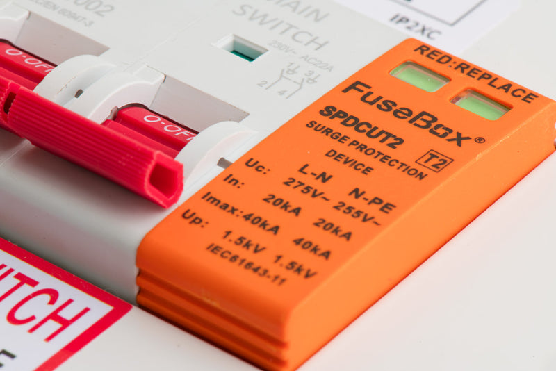 Fusebox SPDCUKITT2 T2 Surge Protection Device (18mm) With 32a MCB And Cables