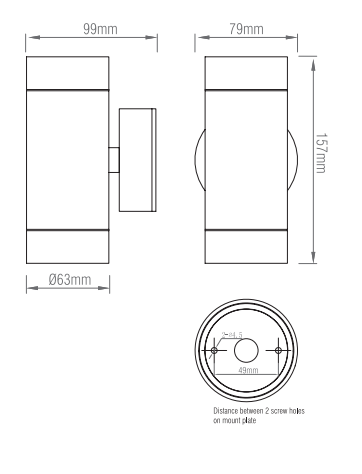 Saxby ST5008BK 7W Odyssey Black 2-Light Wall Light