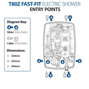 Triton SP8008Z T80Z 8.5kW Fast-Fit Electric Shower w/ 5 Spray Patterns in White & Chrome
