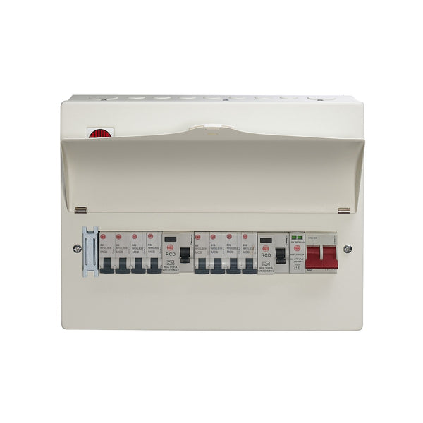 Wylex WNM1772 8 Way High Integrity + Type 2 SPD Flexible Busbar Consumer Unit Loaded with 8 MCB's