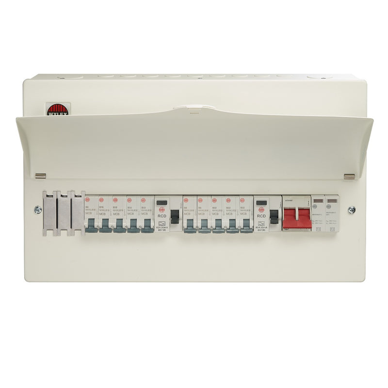 Wylex WNM1773 13 Way High Integrity + Type 2 SPD Flexible Busbar Consumer Unit. Loaded with 10 MCB's