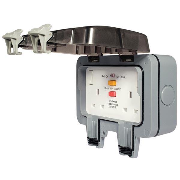 BG WP22RCD Weatherproof 13A 2-Gang Switched Socket with RCD