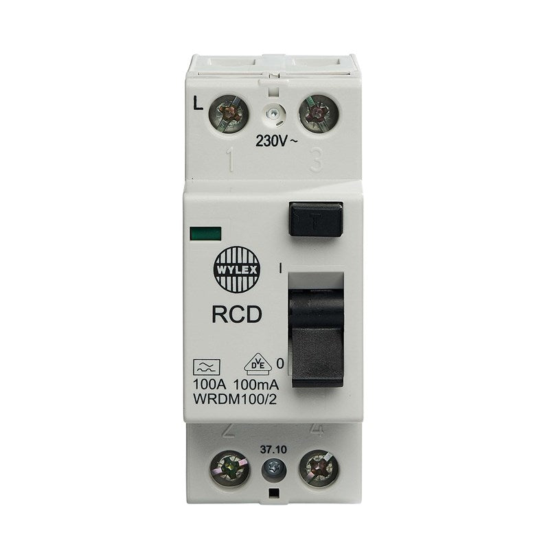 Wylex WRDM100-2 100A, 100mA DP Type A RCCB